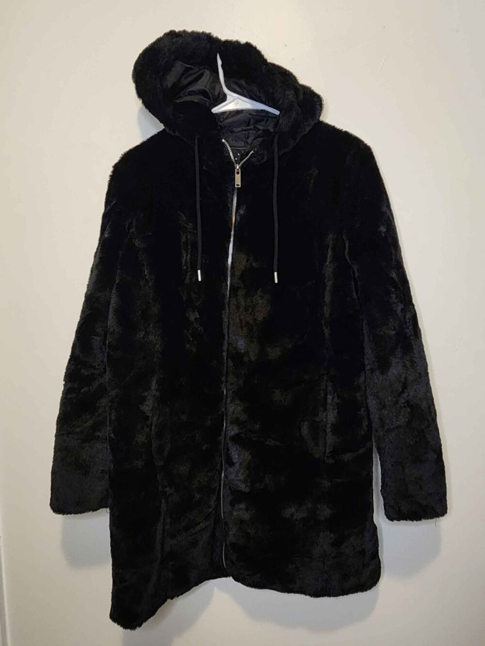 RELISH NOLESS Women's Casual Versatile Faux Fur Hooded Jacket, Winter Black